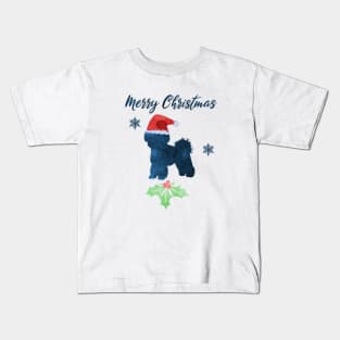 Merry Christmas Shih Tzu Art Kids T-Shirt